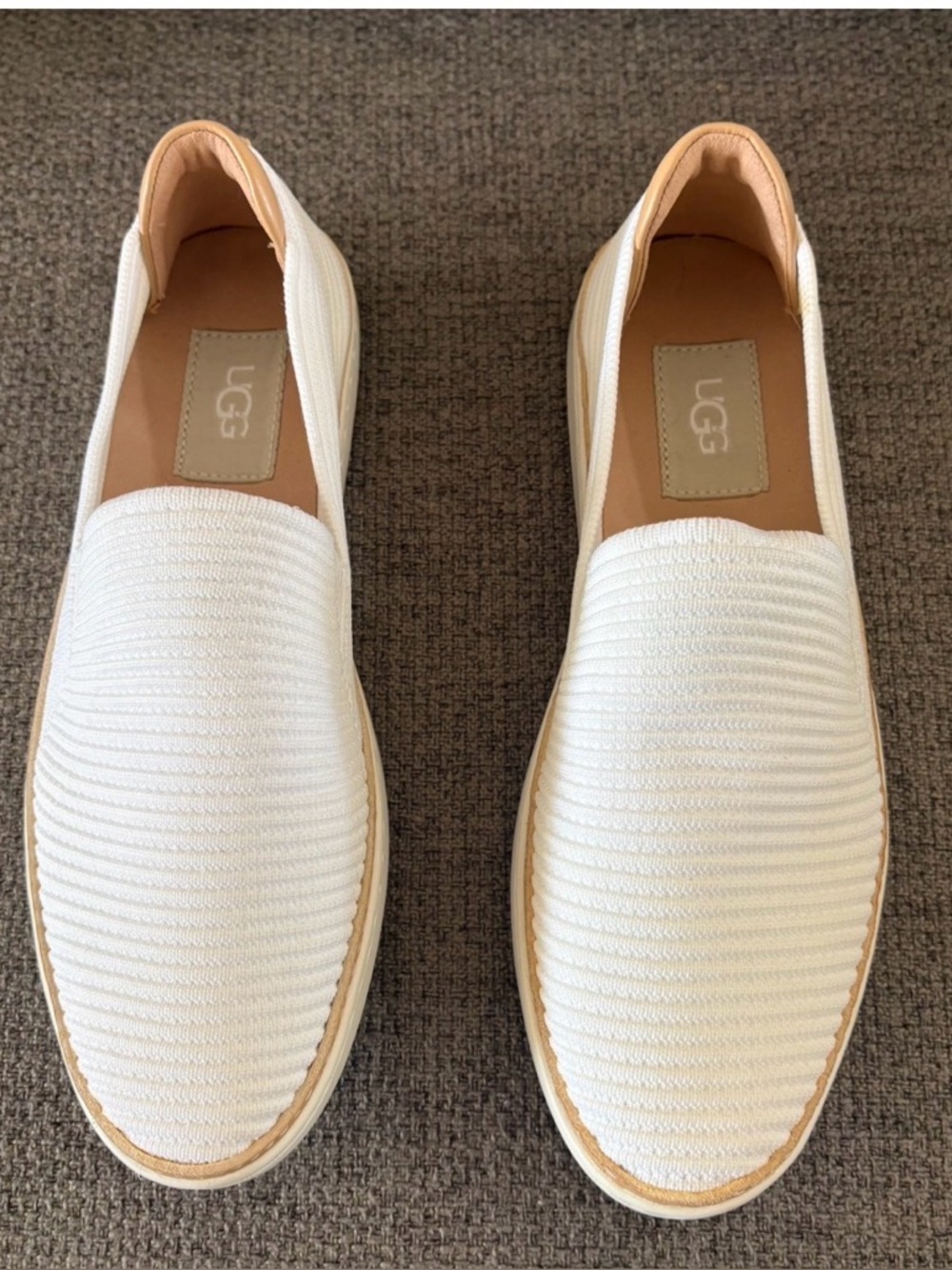 New UGG Sz 6.5 6 1/2 Women's Sammy Slip On White Rib Knit Minimalist Comfort - Picture 7 of 16